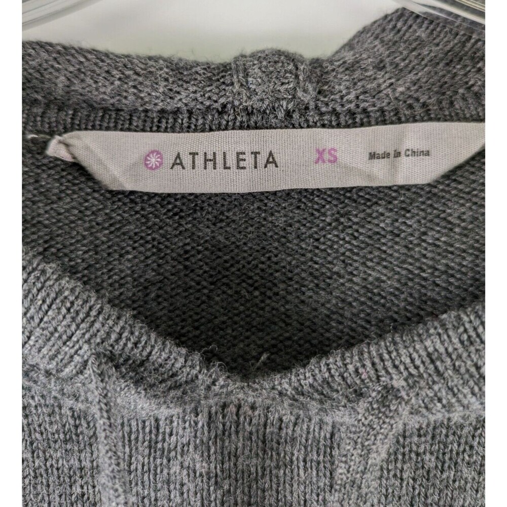Athleta Nopa Sweater Womens XS Gray Merino Wool Hooded Pullover - Picture 2 of 9